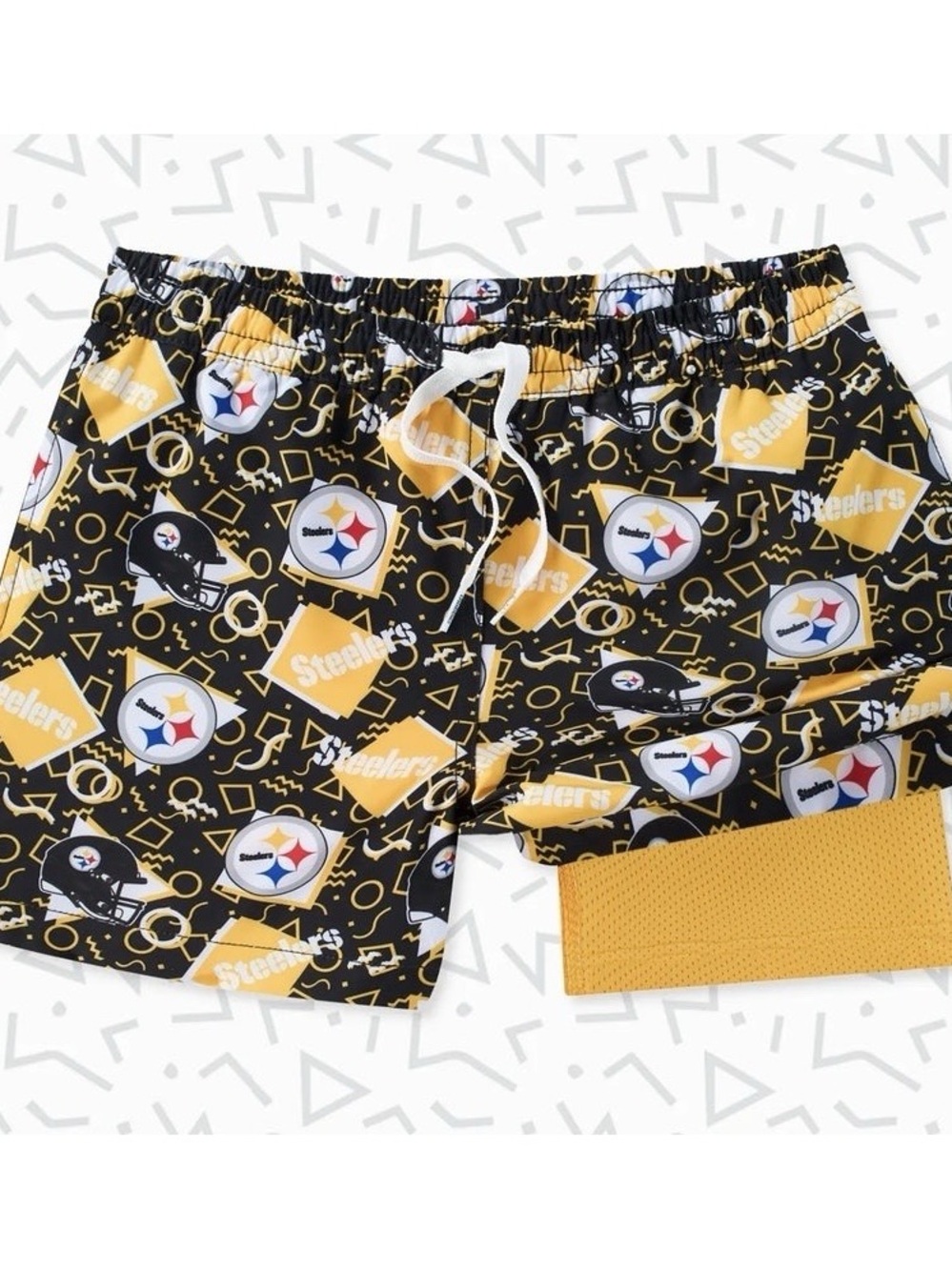 NWT Chubbies NFL Pittsburgh Steelers Game Day Fit Boys Medium Lined Swim Trunks